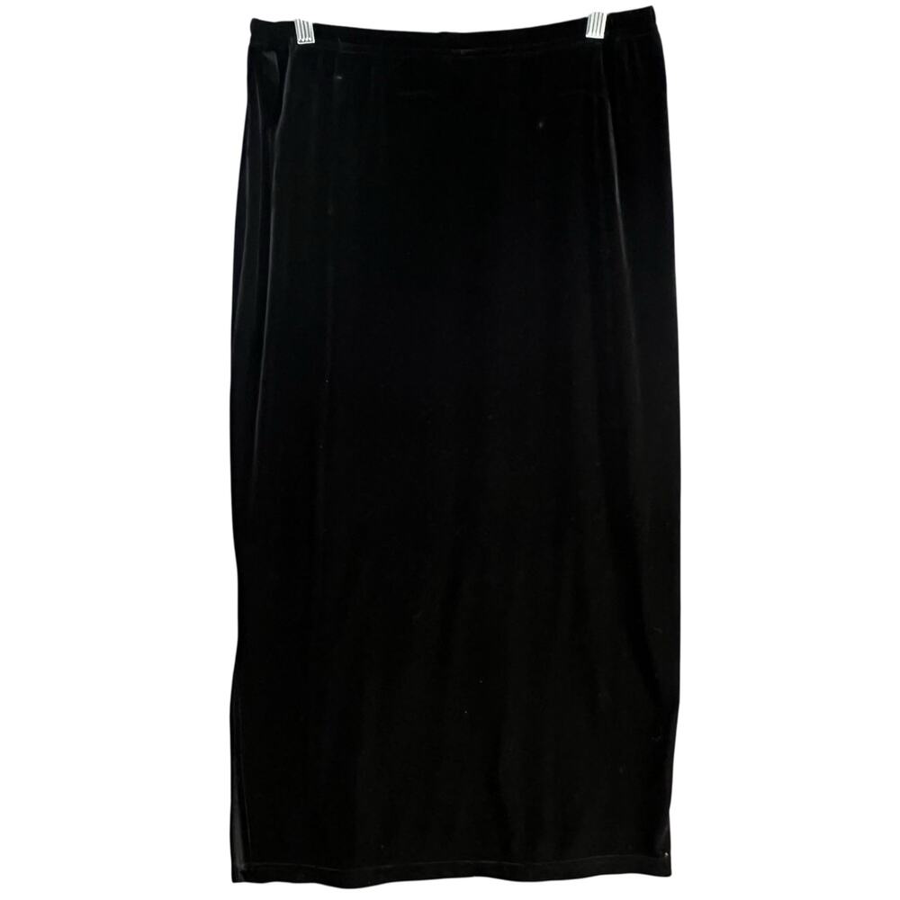 Vintage Clio Velvet Midi Skirt‎ M Black Side Slit Dark Academia Whimsygoth USA - Picture 7 of 15
